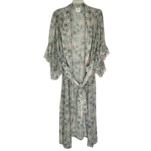 Anthropologie MISA Amina Duster Kimono sheer floral ruffled women's size XS